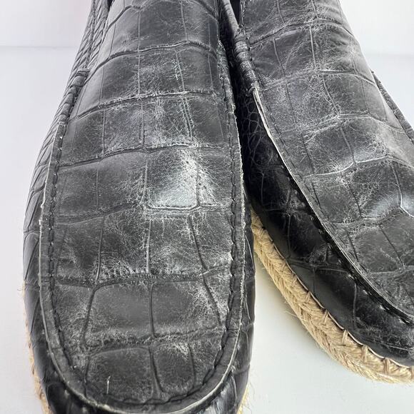 Tod’s Black Croc Embossed Leather Espadrilles Loafers Men’s Size 10 Made Italy - Picture 13 of 15